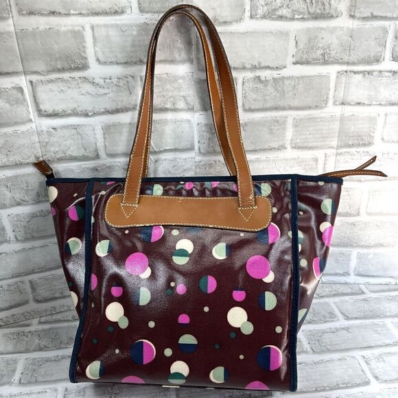 Fossil KeyPer Total Eclipse  Purple Coated  PVC Tote Bag Purse - Picture 6 of 15